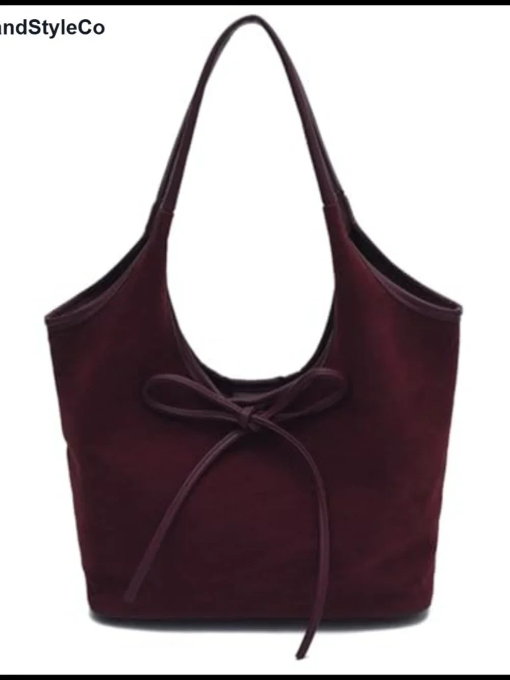 Faux Suede Tote Bag with Bow - Hobo Handbag for Women